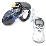BDSMYEE Peniskäfig mit elektrischer Schock,Chastity Cage Male,Sex Spielzeug für die Männer extrem,Estim für Mann,Keuschheitskäfig Herren extremm Cock Cage Keuschheitsgürtel für Herren extrem (Schwarz)