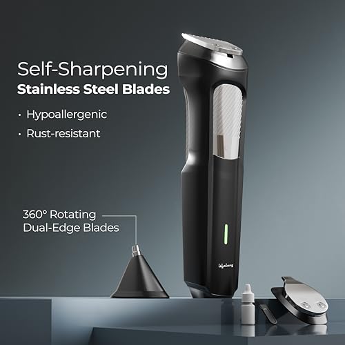 Image of Lifelong All in One Trimmer for Men | 12-in-1 Shaving Kit for Man | Multi Razor Precision Beard, Nose, Body, Private Parts | Full Body Shaver | Best Grooming Gifts | 7Combs | 120Min Runtime | 9000RPM