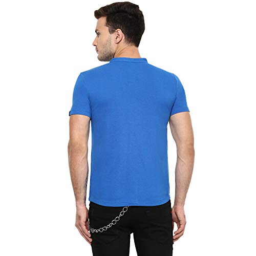 Image of Urbano Fashion Men's Solid Cotton Slim Fit Polo Shirt with Mandarin Collar