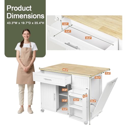 image for LotaTools Kitchen Island with Storage, 43.3