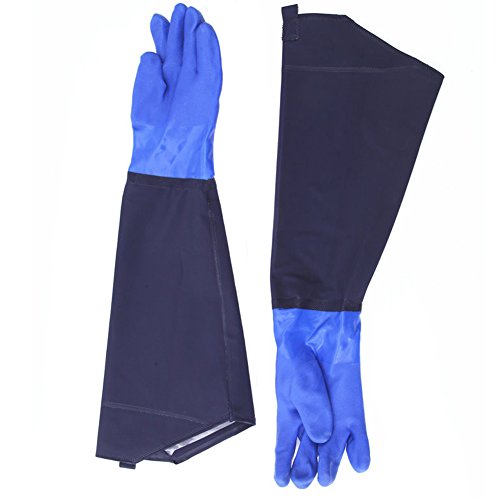 TINTON LIFE1 Pair 25" Long Men's Waterproof Rubber Gloves Thicken Winter Cotton Lined Work Gloves for Car Washing