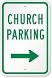 Eletina Warning Sign Church Parking (with Right Arrow) Sign Business Sign 12X8 Inches Aluminum Metal Tin Sign