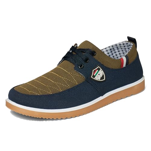SMILIN Men's Canvas Casual Shoes, Lightweight Breathable Sneakers for Daily Comfort, Non-Slip Bleeze Walking Shoes for Men Navy Blue