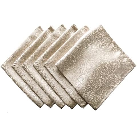 ZIWUROAD Cloth Napkins Beige, Set of 6 Jacquard Washable Cotton Polyester Cover