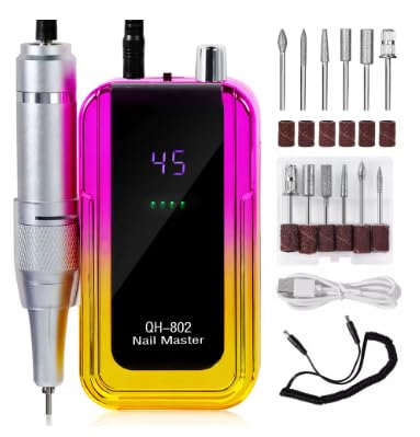 Taladro de uñas eléctrico recargable de 45000 rpm, removedor de esmalte de uñas, lijadora de bajo ruido para manicura