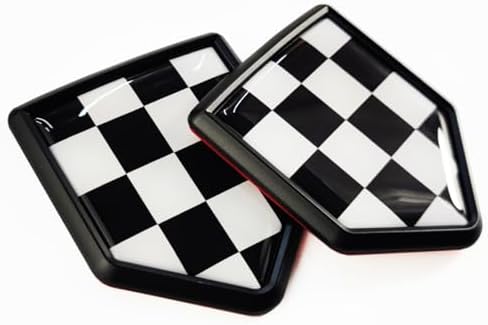 Newperlite Checkered Black and White Racing Flag Decal Sticker Car Emblem Flag Decoration Accessories Shield for Truck Vehicles Cars, 2 Pack