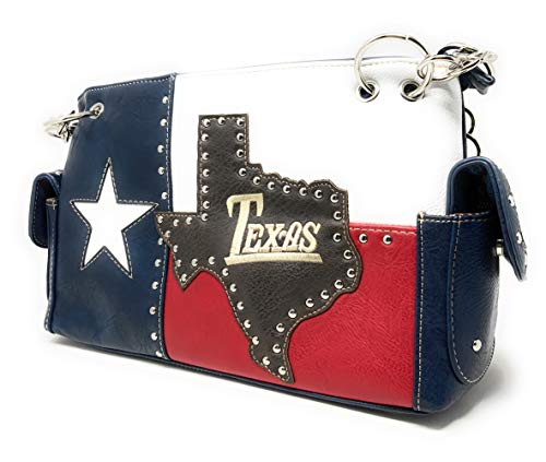Premium American National Flag Rhinestone Handbag, Messenger bag, Wallet in Multi Colors (Texas State Map Set)4