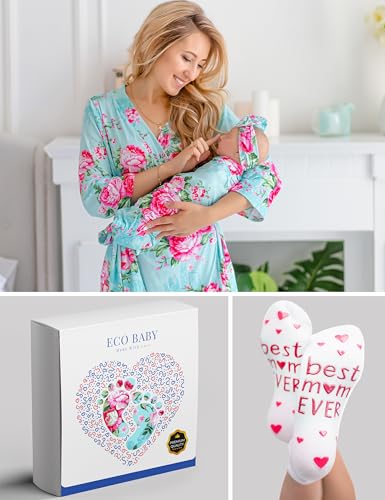 Image of Mommy and Me Robe and Swaddle Set | Maternity Robe Matching Baby Girl, Boy
