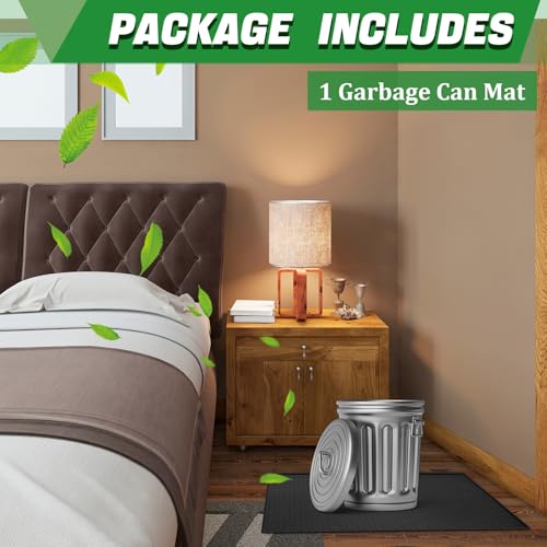 Image of Tinideya Waterproof Trash Can Mat with Raised Edge Non Slip Under Garbage Mat Trash Can Pads Protective Silicone Rubber Tray for Kitchen to Avoid Spills Floor Scratches(Black,11.8 inch X 18.9 inch)