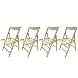 4 SEDIE PIEGHEVOLI BIRRERIA SEDIA IN LEGNO FAGGIO RICHIUDIBILE COMODA PER CAMPEGGIO CASA GIARDINO COLORE NATURALE