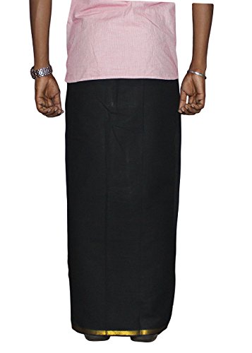 Image of PRAKASAM COTTON Welcro Pocket Dhoti | Jari Border Readymade Cotton Dhoti for Men