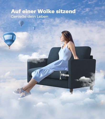 Welzona Sofa 2 Sitzer Klein, 130cm Teddy Kleines 2er Sofa für Wohnzimmer – Ansicht 6