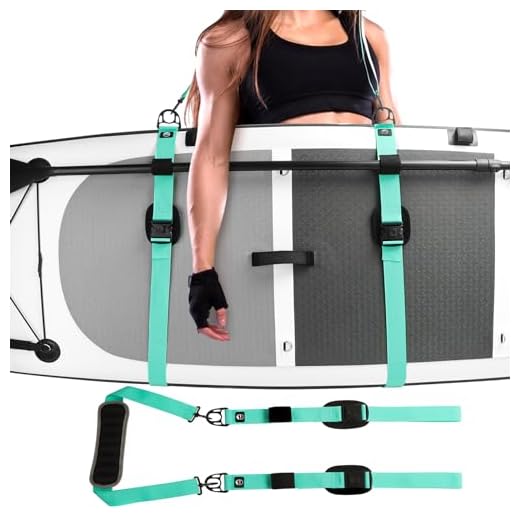 YVLEEN Fitness Paddle Board,Surfboard,Kayak Shoulder Strap,Hands-Free SUP Carrying Strap Boards with Padded Shoulder Sling, Paddle Carrier & Metal Accessories (Turquoise)