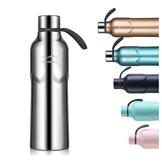 FJbottle Botella de Agua Acero Inoxidable 600ML, Botella Termica Termo Deporte Reutilizable, sin BPA, a prueba de fugas, para Bicicleta, Ciclismo, Gimnasio