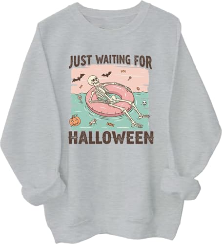 Just Waiting For Halloween Sweatshirt Just Waiting for Halloween Skeleton Sweatshirt Halloween Skeleton Hoodie