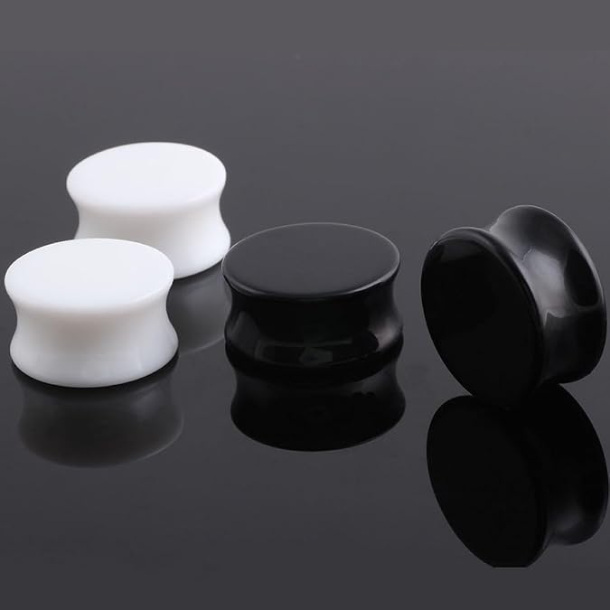 2 Pcs Black Acrylic Ear Gauges Ear Plugs Expander Piercing Jewelry 8g(3mm)