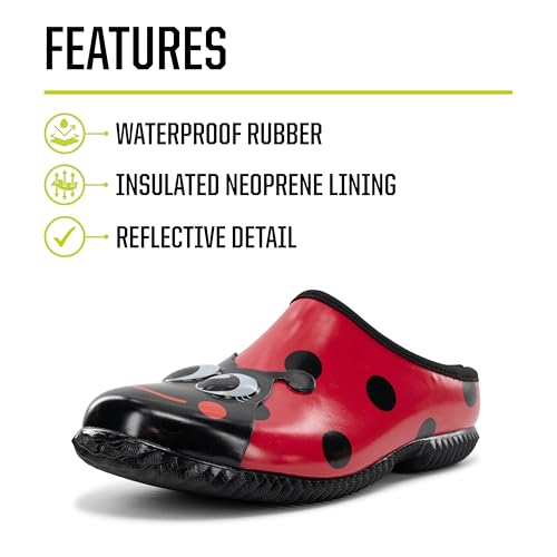 Image of Western Chief Women's Neoprene Waterproof Insulated Rubber Garden Clogs | Ladies footwear with warm lining, removable EVA comfort insole, and easy rinse self-cleaning outsole for wet weather chores