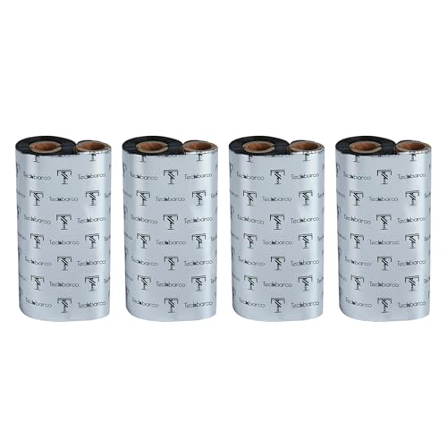 4 rollos de cintas de transferencia térmica de escritorio de 110 mm x 74 m, cera mejorada premium, núcleo de 0.5 pulgadas, con carrete vacío, para impresora de escritorio Zebra