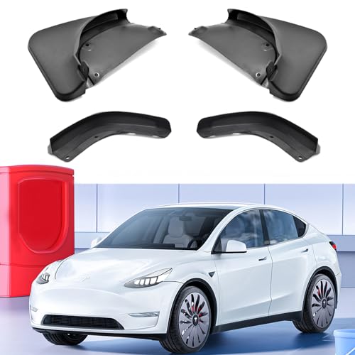 Image of 2024 Upgrade Accessories,Tesla Model y Mud Flaps,Model y Mud Flaps for Model Y 2024 2023 2022 2021,No Drilling Required,Upgraded Flexible Mud Guards,Include Install Tools,Black (Set of 4)