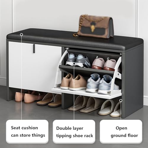 Banc à chaussures 2 en 1 rembourré de 48cm avec coffre de rangement - 5