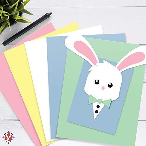 Easter Colored Card Stock Paper, 8.5 X 11" Multi-Color Bulk Cardstock For Spring Greetings, Gift Tags, Art & Crafts, Invitations | 25 Pink, 25 Green, 25 Blue, 25 Canary, 25 White (125 Sheets Total) #TOP2