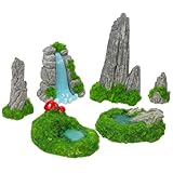 Didiseaon 6 Piezas Figuras Miniatura de Rocalla y Piscina Resina Artificial Decoración Realista para Acuarios y Jardines Zen Adorno Mini Piscina y Rocas para Terrarios