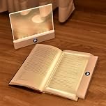 Flat book light, reading light for bed reading, panel book light, night reading light, tri color dimming eye protection LED book page light, USB charging, with timer, used for bedroom reading（Pink）