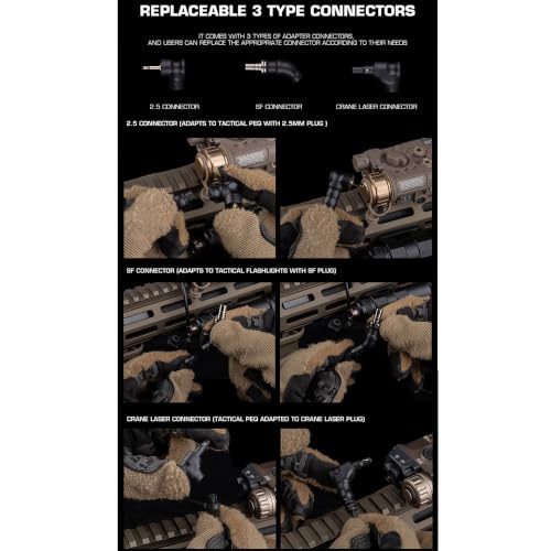 Interruptor táctico de doble botón de alta resistencia compatible con conector SF y 2,5 mm 3
