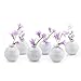 Chive - Set of 6 Smasak 2.5" Wide 2.75" Tall Small White Round Glass Flower Vase, Centerpieces and Events, Single Flower Bud Vase - Bulk