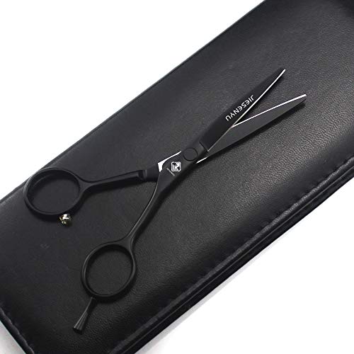JIESENYU Giappone 440c forbici da parrucchiere 10,2 cm / 12,7 cm / 5,5 forbici da barba professionali (nero 12,7 cm forbici da taglio)
