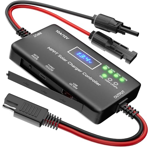 MPPT Solar Charge Controller 12V 10A, Solar Panel Charge Controller with Type-C and USB Output for Solar Panel and Gel, AGM, LiFePO₄ Battery by SUNAPEX - Used condition - US$23.50