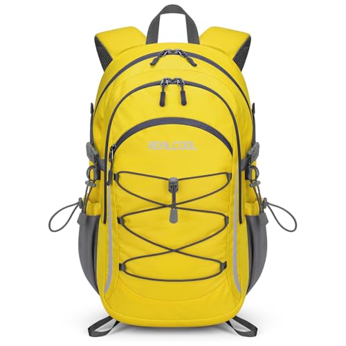 RealCool Mochila de caminhada para homens e mulheres, mochila leve à prova d'água de 20 L, para acampamento, caminhada, para ciclismo, corrida, amarela