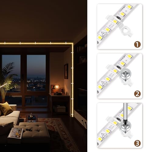 Image of LED Strip Lights Clips Light Mounting Clips One Side LED Light Clips,100 Screws Included, Ideal for 10 mm Wide Waterproof LED Strip Lights (200)