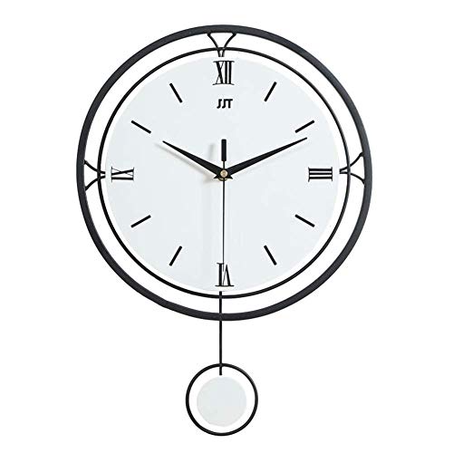XLAHD Non Ticking Wall Clock, Pendulum Clock Wall Clock Round Large Living Room Decorative Clock Mute Waterproof Multi-Size (43cmX31cm)
