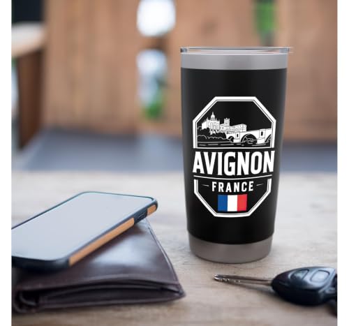 Badge souvenir de voyage Avignon France Bouclier Gobelet isotherme en acier inoxydable double paroi – vue 7