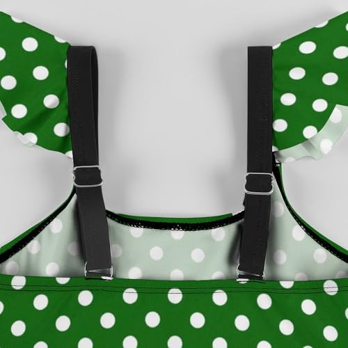 Image of Girls One Piece Swimsuit Polka Dots Ruffles Swimwear Bathing Suits 3-12 Years