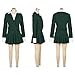 Womens Suits 2 Piece Skirt Set Casual Long Sleeve Crop Blazer Jacket Pleated Mini Skirts Matching Outfits Dark Green XL