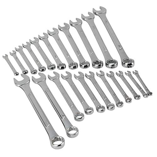 Performance Tool W1084 22Pc Combination Wrenches Set (Metric And Standard Sizes) With Organizer Rack #TOP1