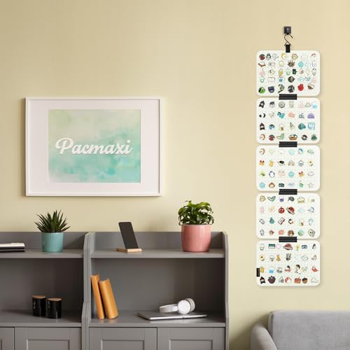 Image of PACMAXI Hanging Enamel Lapel Pin Display Panels Organizer With 5 Loose-leaf Board Pieces, Brooch Pin Enamel Pin Display Pages, Badge Collection Display Holder Holds At Least 120 Pins. (Off White)