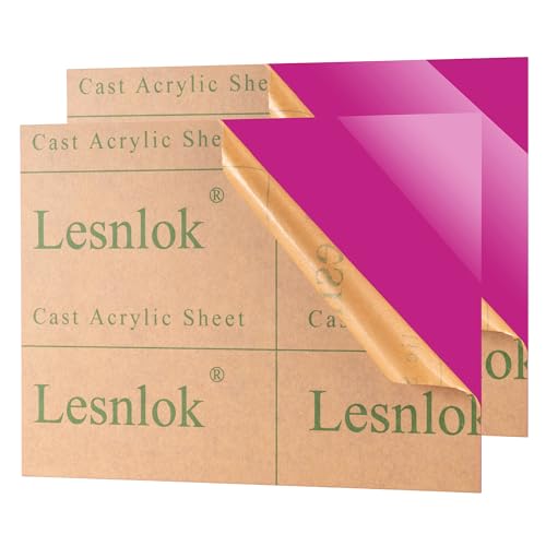 Image of Lesnlok 8 x 8 Purple Acrylic Sheets 1 /8 inch Thick 3mm 2 Pieces Cast Plexiglass Sheets,for Laser Cutting,Painting, Handicrafts, DIY Display Projects (2, Purple, 8 x 8 x 1 /8)