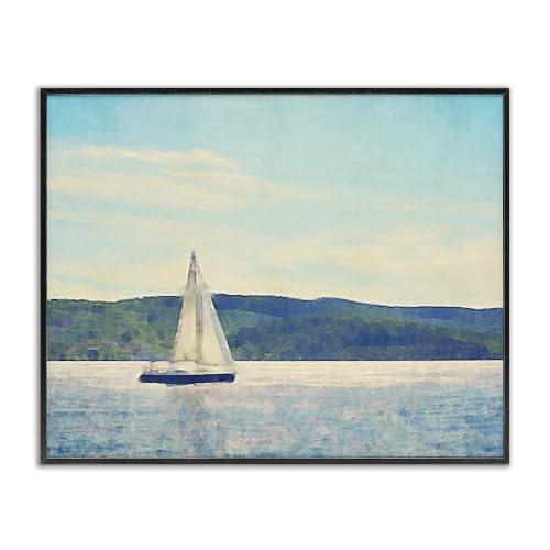 Serene Summer Sailboat Coastal Drift, 24 x 30 Inch Framed Giclée Print