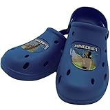 Minecraft Hausschuhe für Strand und Pool, Kinder, Badeschuhe für Jungen und Innen- und Außenbereich, Minecraft Mojang Studios, blau, 28/29 EU