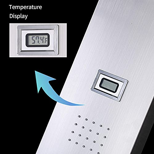 Morado Shower Panel Tower System, 48 Inches Led Shower Panel, Shower Tower Panel System With 6 In 1 Water Massage System, Brushed Nickle #TOP3