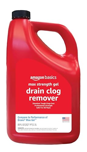 Amazon Basics Max Strength Gel Drain Clog Remover and Cleaner, 80 Fl Oz, Pack of 1