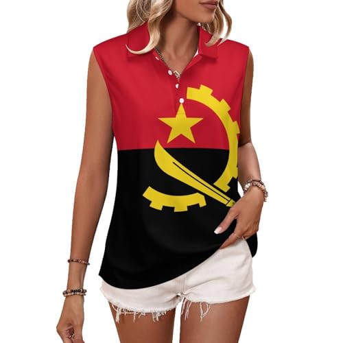 Polo sin mangas para mujer que evita el sudor con cuello de botones para entrenamiento