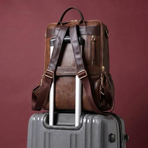 Image of VISMIINTREND Backpack for Woman /Teens Girl, Leather, Stylish, Handbag, Purse,Ladies,Office,Travel,College,Daily-Use,14-inch Laptop Bag, Elegant, Gifts for Women /Girls, Birthday Gift for Wife /Sister