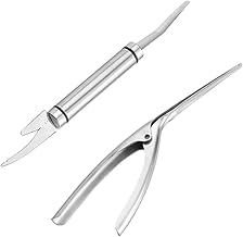 EXQUIMEUBLE 1 conjunto de faca de arame de camarão de aço inoxidável camarão descascador de casca de camarão ferramenta de desenvolvimento de camarão descascador de camarão limpador de metal limpador doméstico ferramentas domésticas conveniente removedor de escamas de peixe major