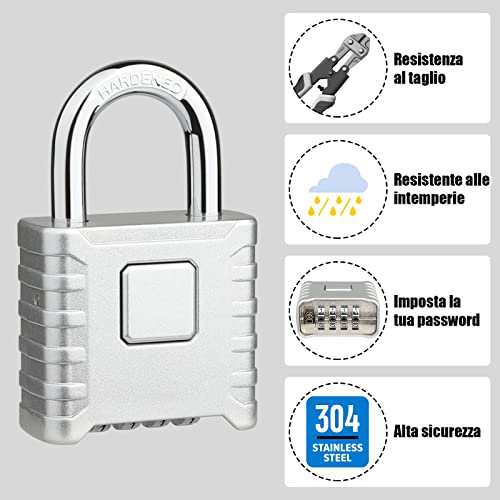 Lucchetto Combinazione, [Impermeabile][Sblocco con...