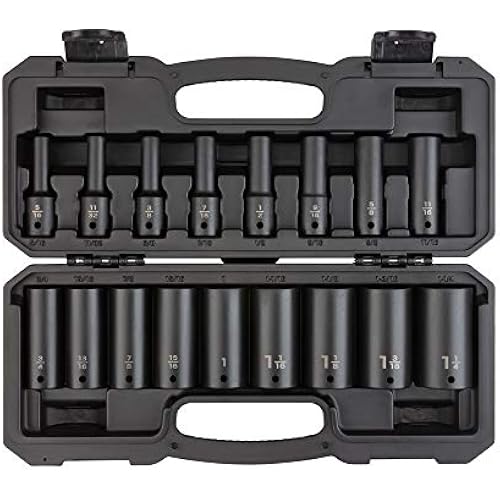 TEKTON 1/2 Inch Drive Impact Socket Set, 17-Piece | SID92305