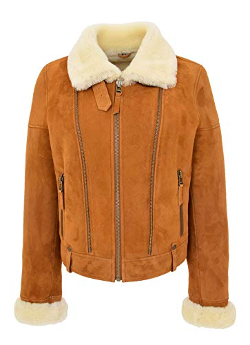 Veste aviateur en peau de mouton femme Nora Tan Blanc, le blouson parfait pour l'hiver en ville
